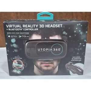 Utopia 360 Virtual Reality 3D Headset + Bluetooth Controller New In Box